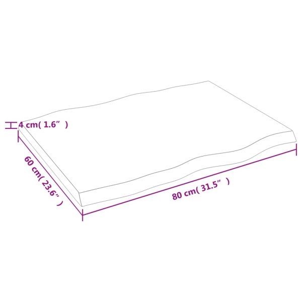 Tablero mesa madera tratada borde vivo marrón 80x60x(2-4) cm Tablero mesa madera tratada borde vivo marrón 80x60x(2-4) cm