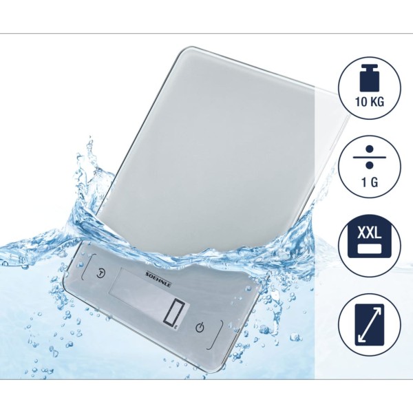 Soehnle Báscula de cocina digital Page Aqua Proof plateado 10 kg Soehnle Báscula de cocina digital Page Aqua Proof plateado 10 kg