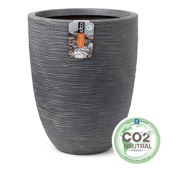 Capi Macetero bajo elegante Waste Rib gris 46x58 cm Capi Macetero bajo elegante Waste Rib gris 46x58 cm