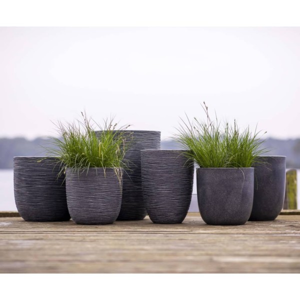 Capi Macetero bajo elegante Waste Rib gris 46x58 cm Capi Macetero bajo elegante Waste Rib gris 46x58 cm