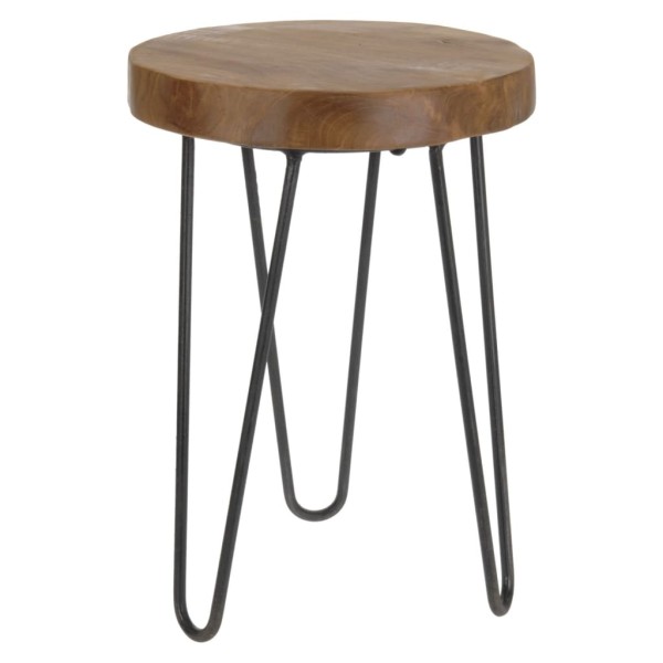 H&S Collection Taburete decorativo con patas de metal 30x42 cm H&S Collection Taburete decorativo con patas de metal 30x42 cm