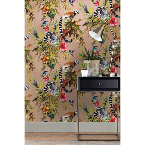 DUTCH WALLCOVERINGS Papel pintado Lemur oro rosa DUTCH WALLCOVERINGS Papel pintado Lemur oro rosa