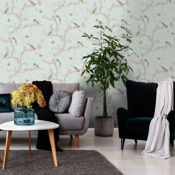 DUTCH WALLCOVERINGS Papel pintado Phoebe verde mint DUTCH WALLCOVERINGS Papel pintado Phoebe verde mint