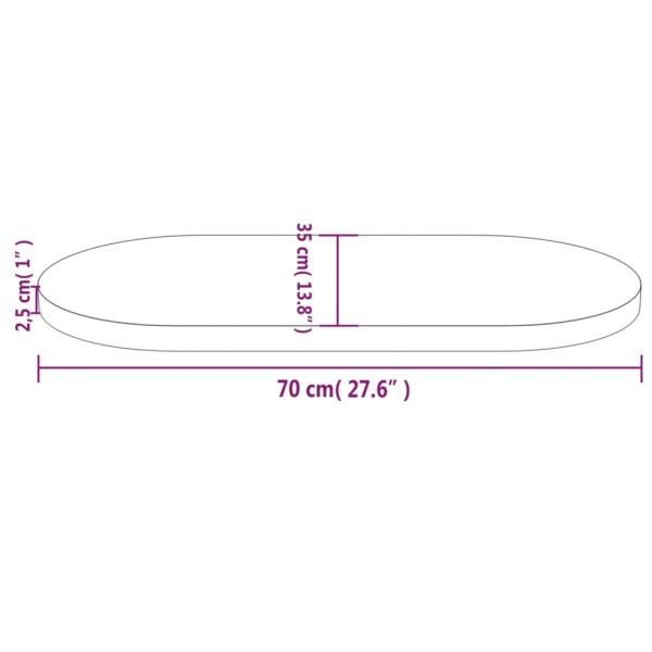 Tablero de mesa ovalado madera maciza pino blanco 70x35x2,5 cm Tablero de mesa ovalado madera maciza pino blanco 70x35x2,5 cm