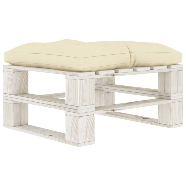 Otomana de palets de jardín madera con cojín crema Otomana de palets de jardín madera con cojín crema