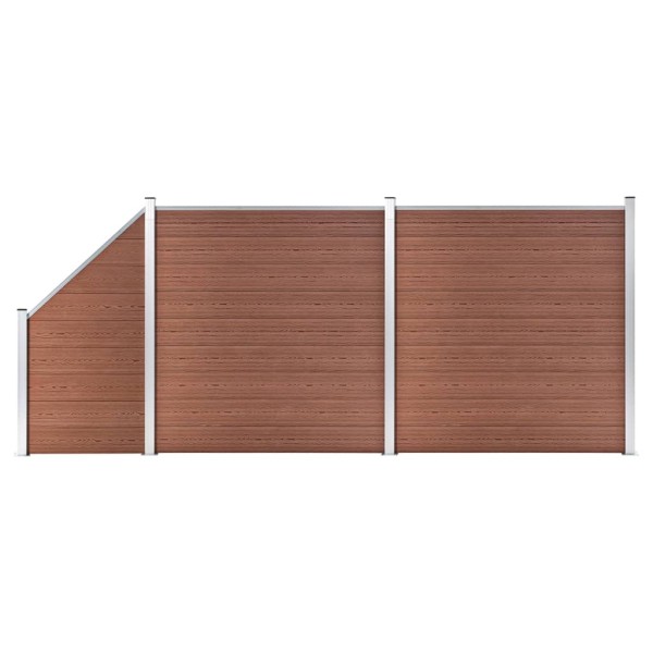 Set de valla 2 cuadradas + 1 oblicua WPC marrón 446x186 cm Set de valla 2 cuadradas + 1 oblicua WPC marrón 446x186 cm