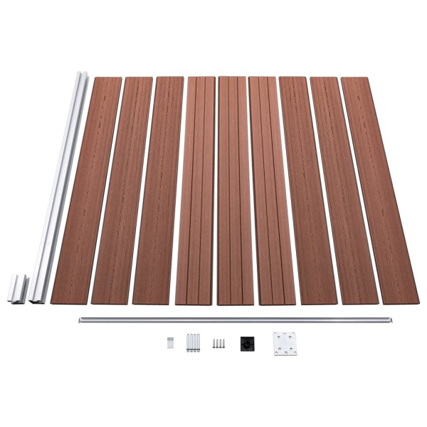 Set de valla 2 cuadradas + 1 oblicua WPC marrón 446x186 cm Set de valla 2 cuadradas + 1 oblicua WPC marrón 446x186 cm