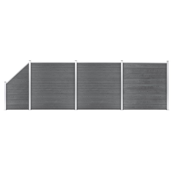 Set de valla 3 cuadradas + 1 oblicua WPC gris 619x186 cm Set de valla 3 cuadradas + 1 oblicua WPC gris 619x186 cm