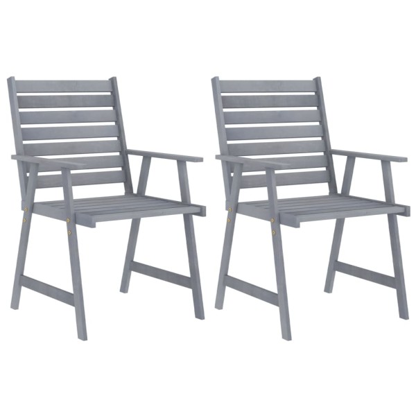 Juego de comedor de jardín 3 pzas madera maciza de acacia gris Juego de comedor de jardín 3 pzas madera maciza de acacia gris