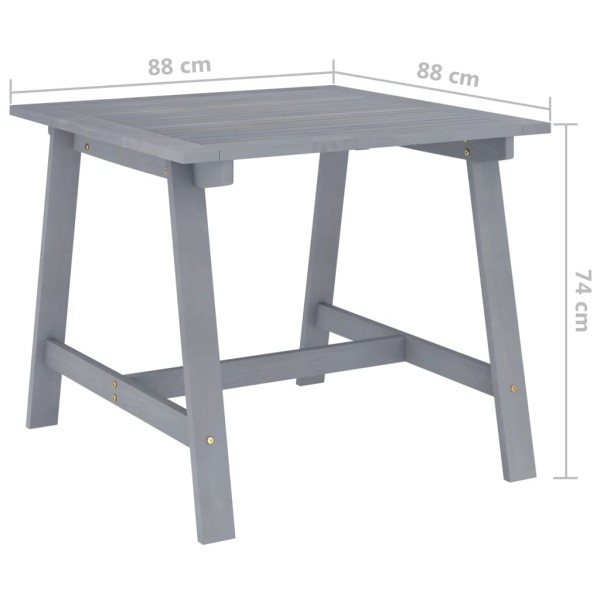 Juego de comedor de jardín 3 pzas madera maciza de acacia gris Juego de comedor de jardín 3 pzas madera maciza de acacia gris