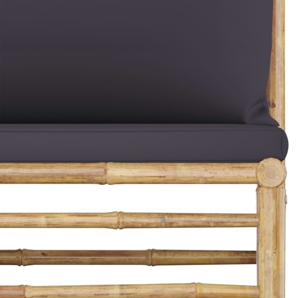 Set de muebles de jardín 4 piezas bambú y cojines gris oscuro Set de muebles de jardín 4 piezas bambú y cojines gris oscuro