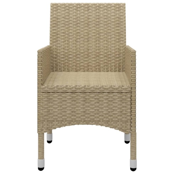Mesa y sillas de jardín 3 pzas ratán PE y vidrio templado beige Mesa y sillas de jardín 3 pzas ratán PE y vidrio templado beige