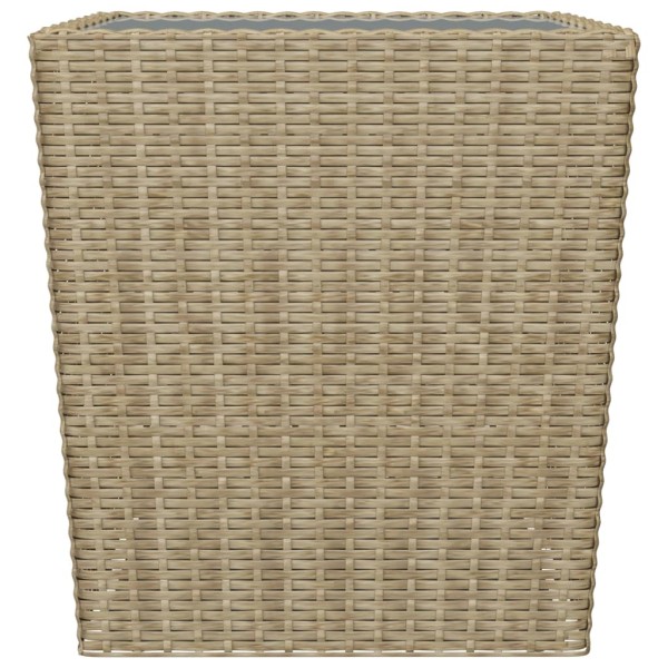 Mesa y sillas de jardín 3 pzas ratán PE y vidrio templado beige Mesa y sillas de jardín 3 pzas ratán PE y vidrio templado beige