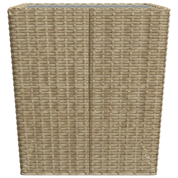 Mesa y sillas de jardín 3 pzas ratán PE y vidrio templado beige Mesa y sillas de jardín 3 pzas ratán PE y vidrio templado beige