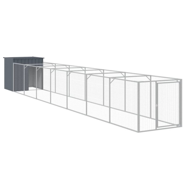 Caseta perros con corral acero galvanizado gris 110x813x110 cm Caseta perros con corral acero galvanizado gris 110x813x110 cm