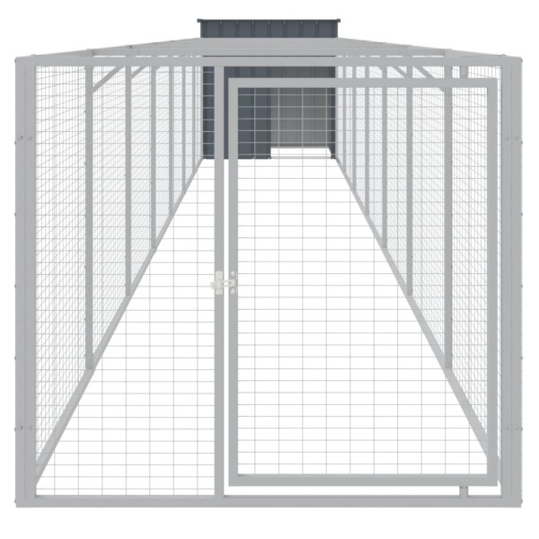 Caseta perros con corral acero galvanizado gris 110x813x110 cm Caseta perros con corral acero galvanizado gris 110x813x110 cm