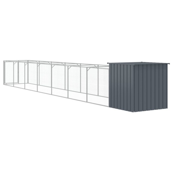 Caseta perros con corral acero galvanizado gris 110x813x110 cm Caseta perros con corral acero galvanizado gris 110x813x110 cm
