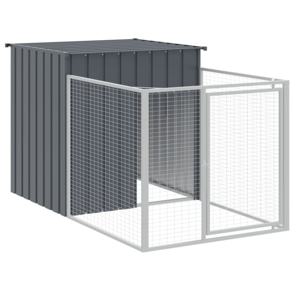 Caseta perros con corral acero galvanizado gris 110x813x110 cm Caseta perros con corral acero galvanizado gris 110x813x110 cm