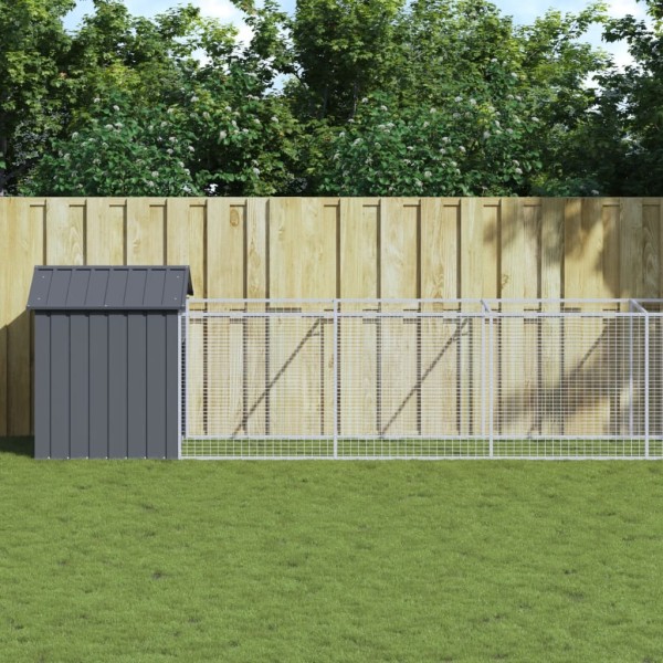 Caseta perros con tejado acero galvanizado gris 117x609x123 cm Caseta perros con tejado acero galvanizado gris 117x609x123 cm