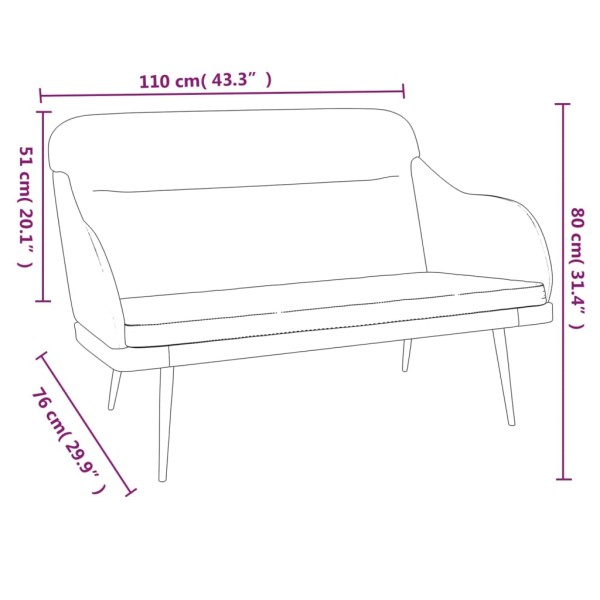Banco de terciopelo color crema 110x76x80 cm Banco de terciopelo color crema 110x76x80 cm