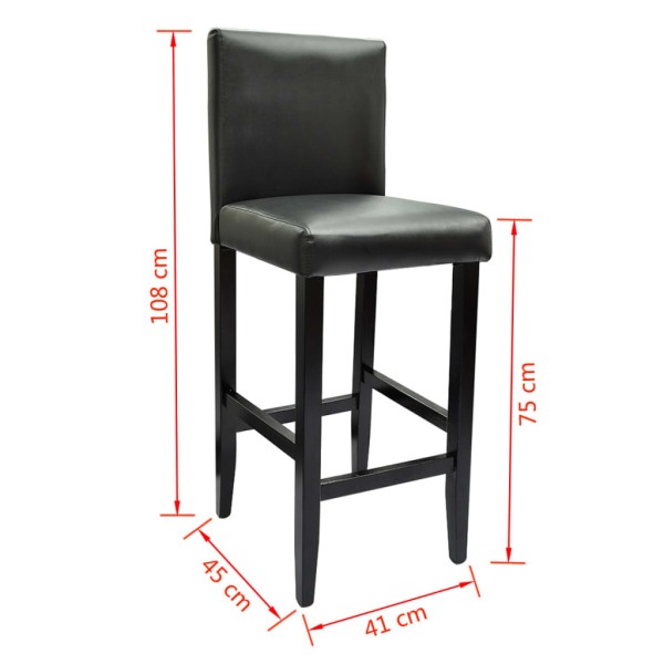 Taburetes de cocina 4 unidades cuero artificial negro Taburetes de cocina 4 unidades cuero artificial negro