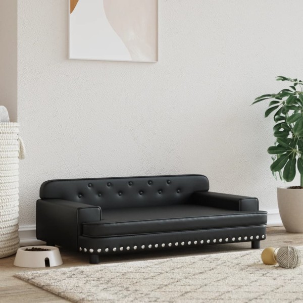 Cama para perros de cuero sintético negra 90x53x30 cm Cama para perros de cuero sintético negra 90x53x30 cm