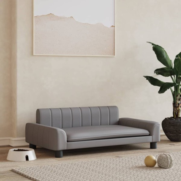 Cama para perros de cuero sintético gris 90x53x30 cm Cama para perros de cuero sintético gris 90x53x30 cm