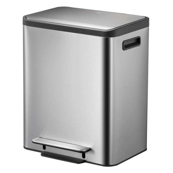 EKO Cubo de pedal EcoCasa 2x15 L plateado mate EKO Cubo de pedal EcoCasa 2x15 L plateado mate