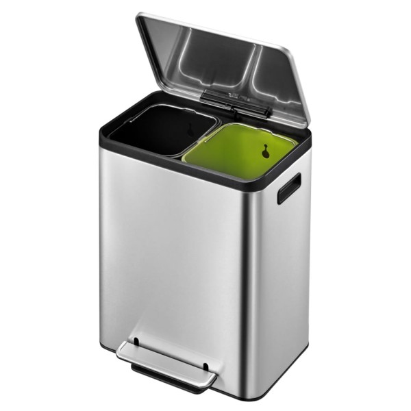 EKO Cubo de pedal EcoCasa 2x15 L plateado mate EKO Cubo de pedal EcoCasa 2x15 L plateado mate