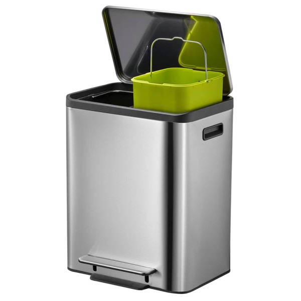 EKO Cubo de pedal EcoCasa 2x15 L plateado mate EKO Cubo de pedal EcoCasa 2x15 L plateado mate