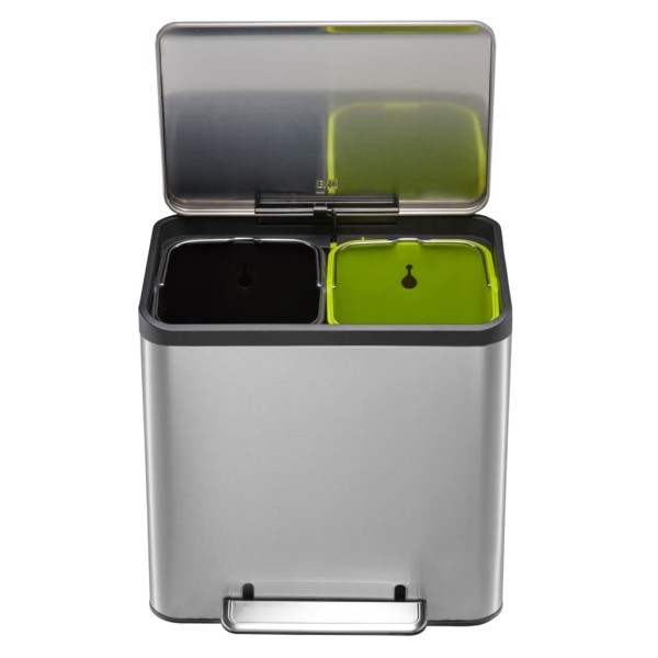 EKO Cubo de pedal EcoCasa 2x15 L plateado mate EKO Cubo de pedal EcoCasa 2x15 L plateado mate