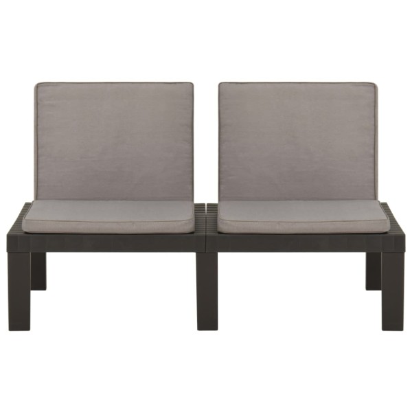 Set de muebles de jardín 4 piezas con cojines plástico gris Set de muebles de jardín 4 piezas con cojines plástico gris