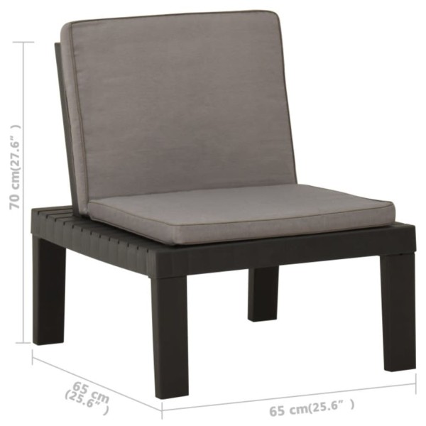 Set de muebles de jardín 4 piezas con cojines plástico gris Set de muebles de jardín 4 piezas con cojines plástico gris