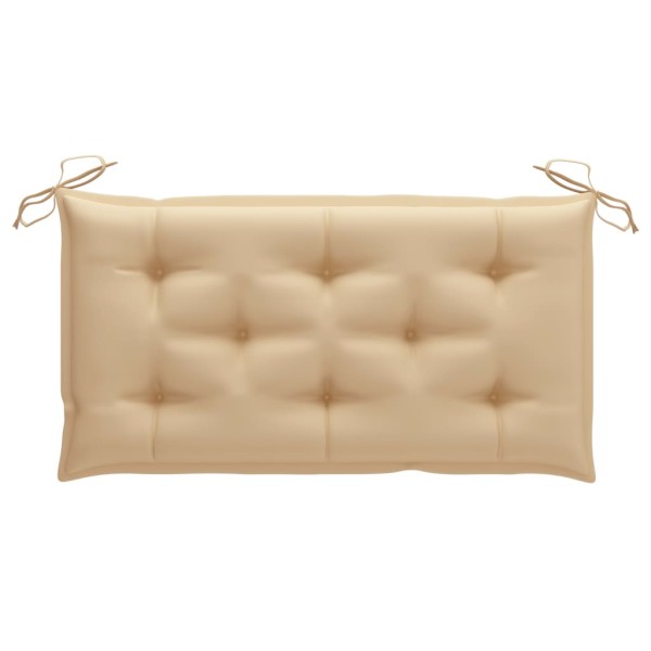 Banco de jardín madera maciza de teca con cojín beige 112 cm Banco de jardín madera maciza de teca con cojín beige 112 cm