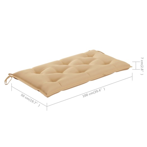 Banco de jardín madera maciza de teca con cojín beige 112 cm Banco de jardín madera maciza de teca con cojín beige 112 cm