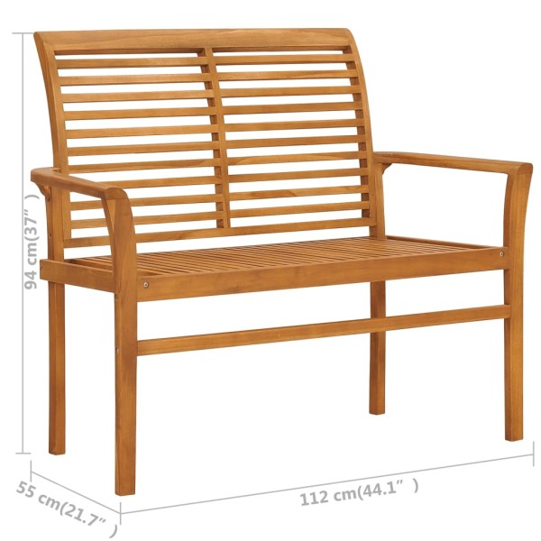 Banco de jardín madera maciza de teca con cojín beige 112 cm Banco de jardín madera maciza de teca con cojín beige 112 cm