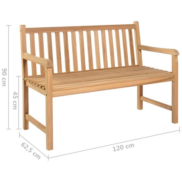 Banco de jardín madera maciza teca con cojín azul royal 120 cm Banco de jardín madera maciza teca con cojín azul royal 120 cm