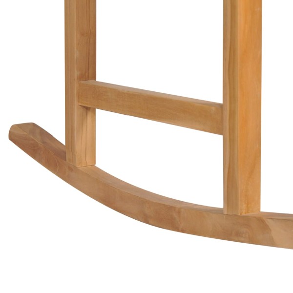 Silla mecedora de madera maciza de teca con cojín blanco crema Silla mecedora de madera maciza de teca con cojín blanco crema