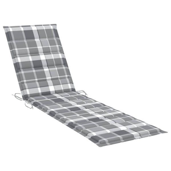 Tumbona con cojín acuadros gris madera maciza de teca Tumbona con cojín acuadros gris madera maciza de teca