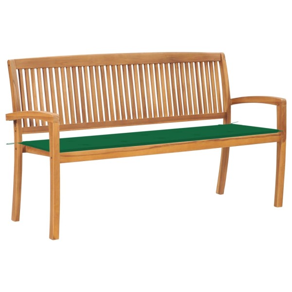 Banco de jardín apilable con cojín madera maciza teca 159 cm Banco de jardín apilable con cojín madera maciza teca 159 cm
