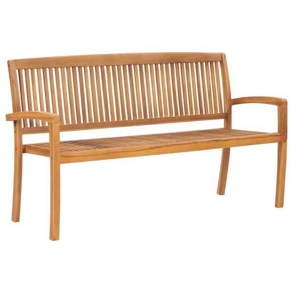 Banco de jardín apilable con cojín madera maciza teca 159 cm Banco de jardín apilable con cojín madera maciza teca 159 cm