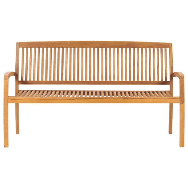 Banco de jardín apilable con cojín madera maciza teca 159 cm Banco de jardín apilable con cojín madera maciza teca 159 cm