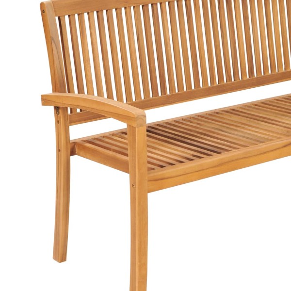 Banco de jardín apilable con cojín madera maciza teca 159 cm Banco de jardín apilable con cojín madera maciza teca 159 cm