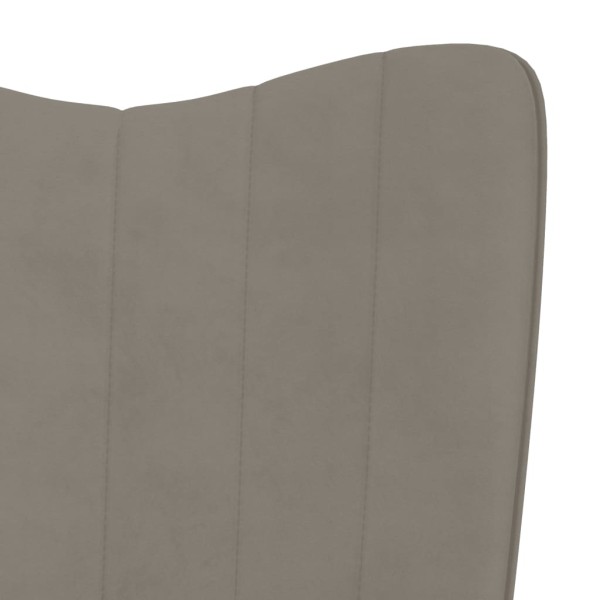 Silla mecedora con reposapiés terciopelo gris claro Silla mecedora con reposapiés terciopelo gris claro
