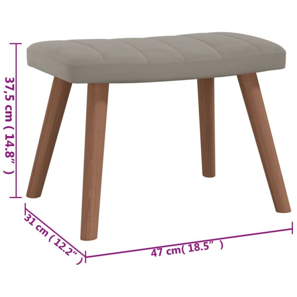 Silla mecedora con reposapiés terciopelo gris claro Silla mecedora con reposapiés terciopelo gris claro