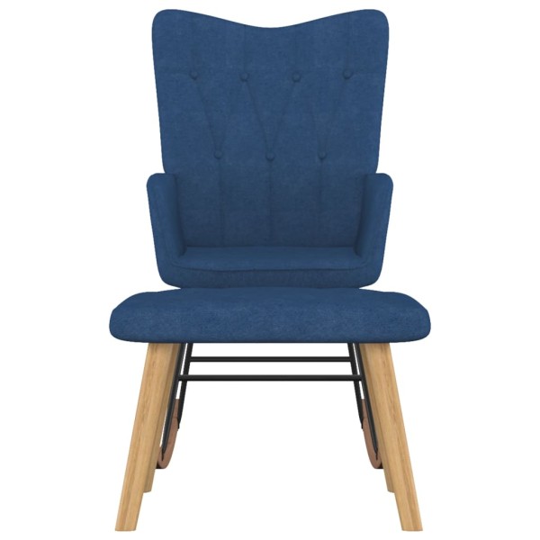 Silla mecedora con reposapiés tela azul Silla mecedora con reposapiés tela azul