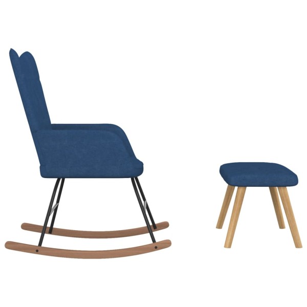Silla mecedora con reposapiés tela azul Silla mecedora con reposapiés tela azul