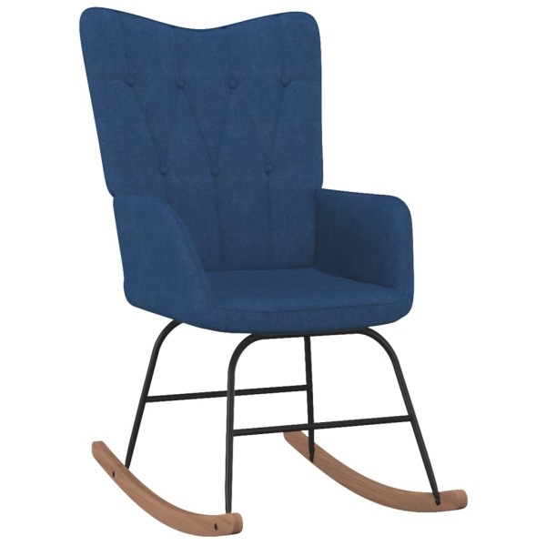 Silla mecedora con reposapiés tela azul Silla mecedora con reposapiés tela azul