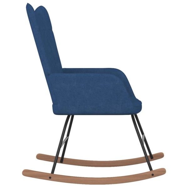 Silla mecedora con reposapiés tela azul Silla mecedora con reposapiés tela azul
