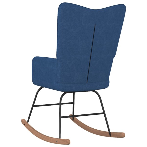 Silla mecedora con reposapiés tela azul Silla mecedora con reposapiés tela azul